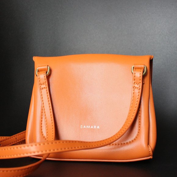 Samara Orange Crossbody Vegan Leather Bag - Picture 4 of 9